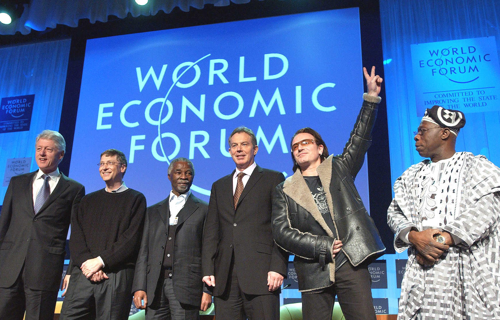 Bill Clinton, US President, Bill Gates, Thabo Mbek,Tony Blair, Bono, Olusegun Obasanjo