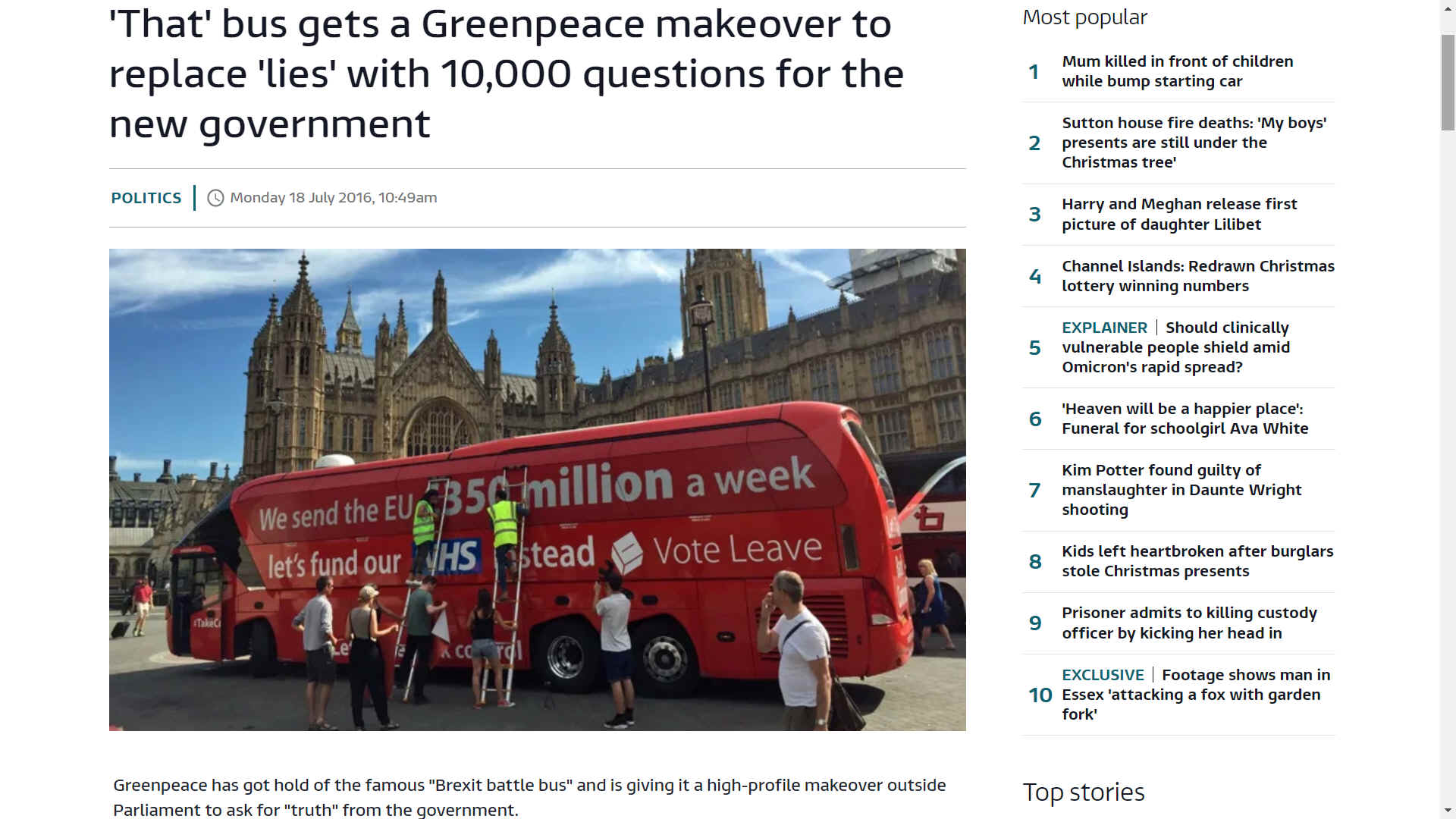 GreenPeace makover of big red campaign bus
