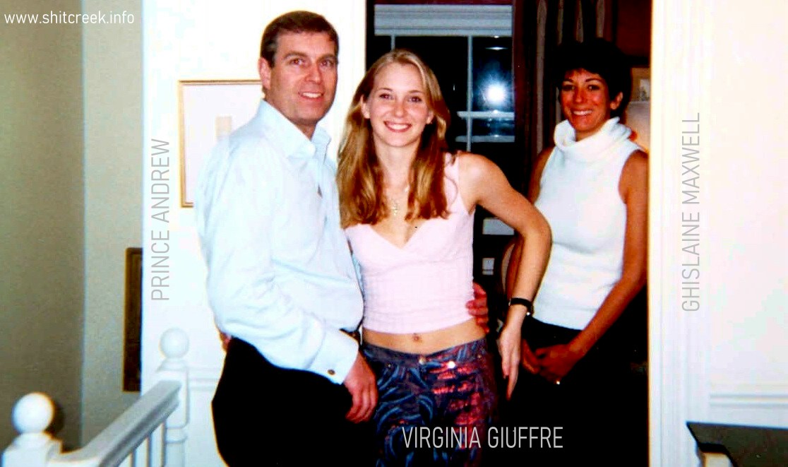 Prince Andrew Duke of York with Virginia Giuffre and Ghislaine Maxwell