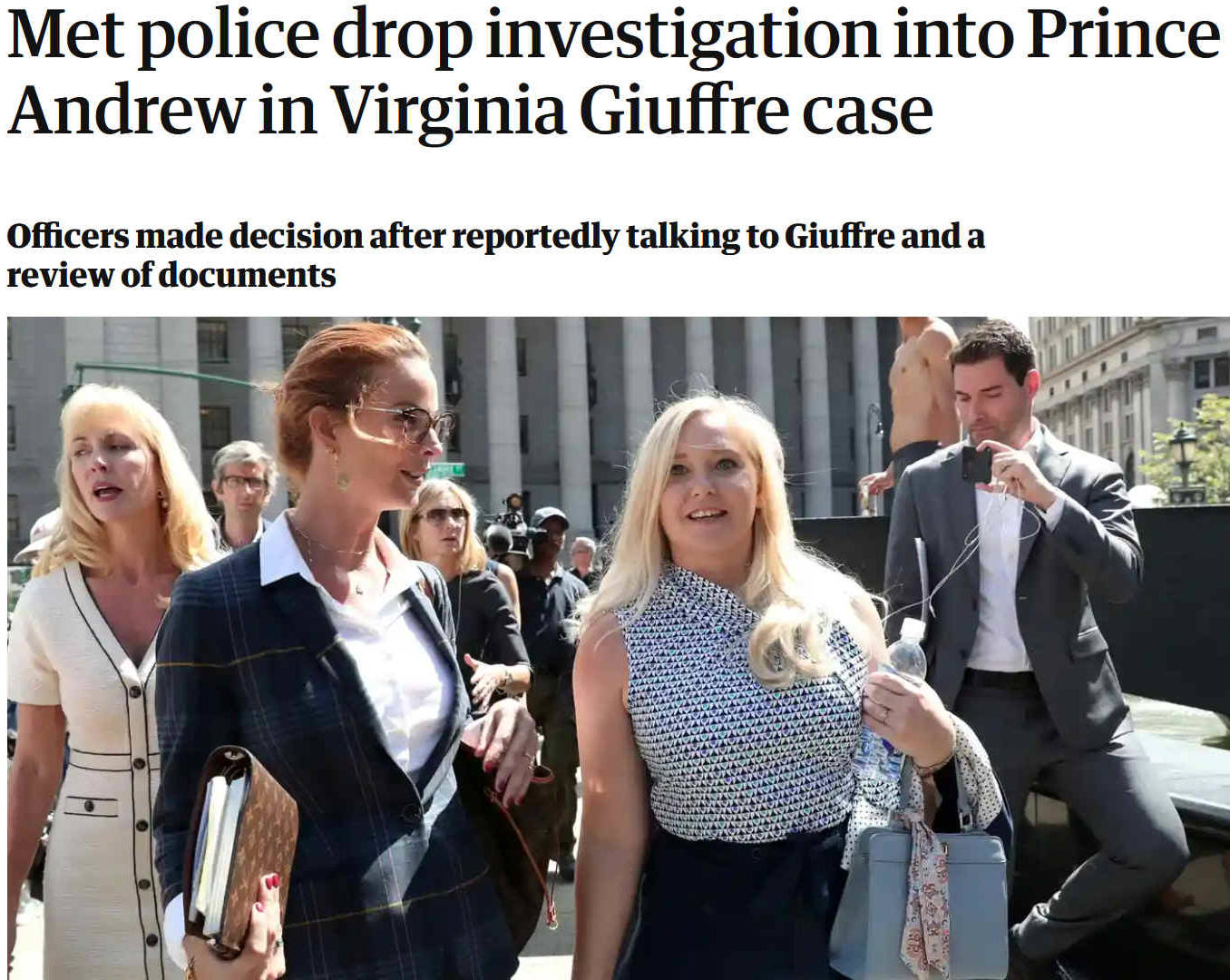 Metropolitan police drop investigation into Prince Andrew and Virginia Giuffre case