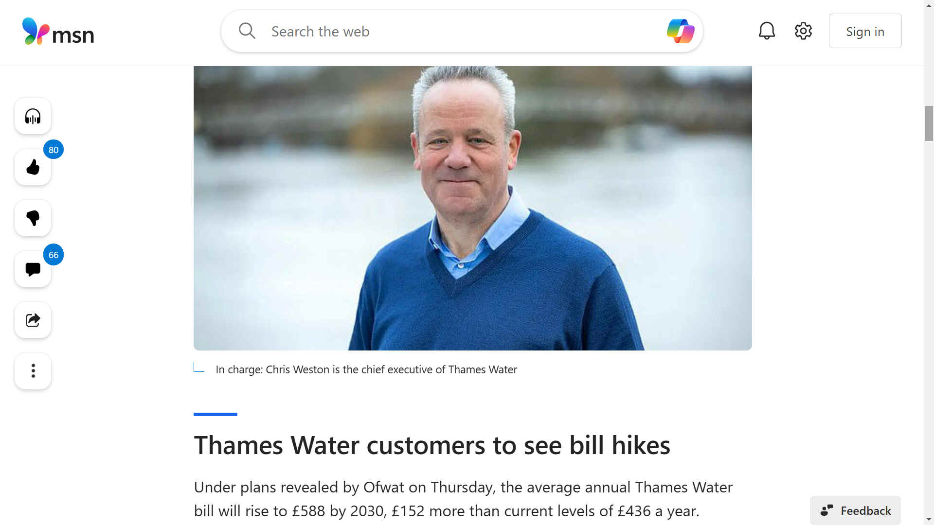 Laughing all the way to the bank. Chris Weston is responsible as the chief executive of Thames Water for paying 158 million in dividends to shareholders while his company is 16 billion pounds in debt!